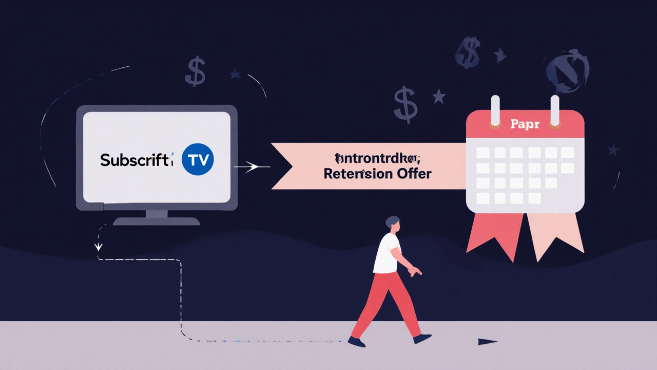 Flowchart showing a user being enticed back to a streaming service with a discount.
