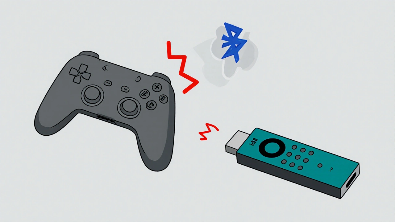 DualSense controller with fading Bluetooth connection on Fire TV Stick