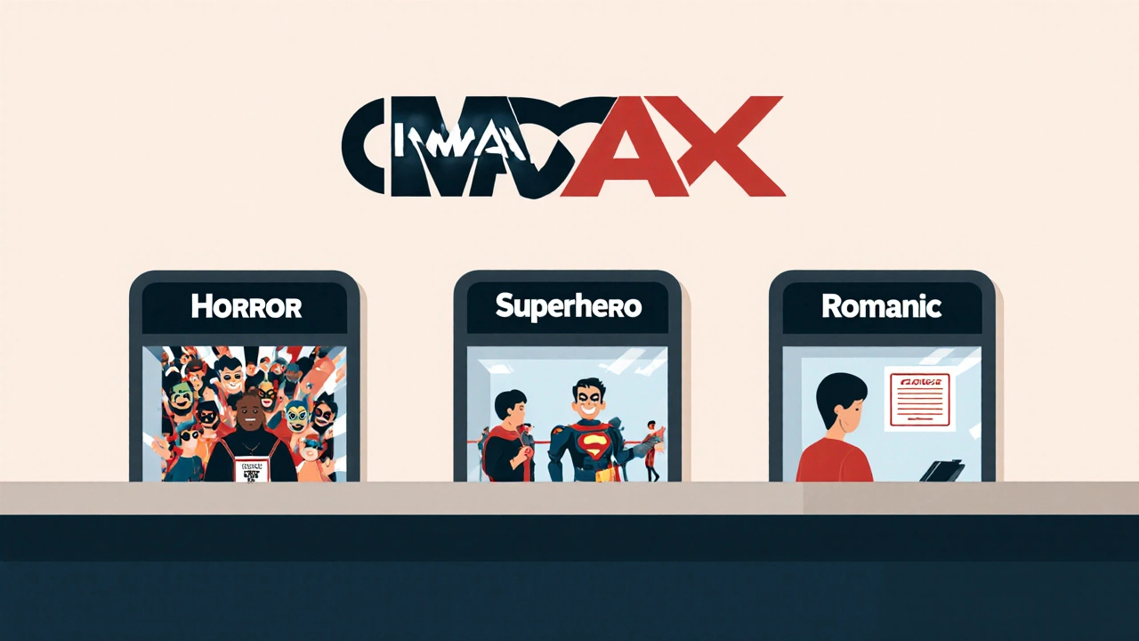 Minimalist box office counter with three windows representing different genre recoveries.