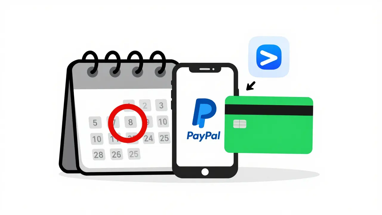 Calendar reminder with backup payment method replacing expired card