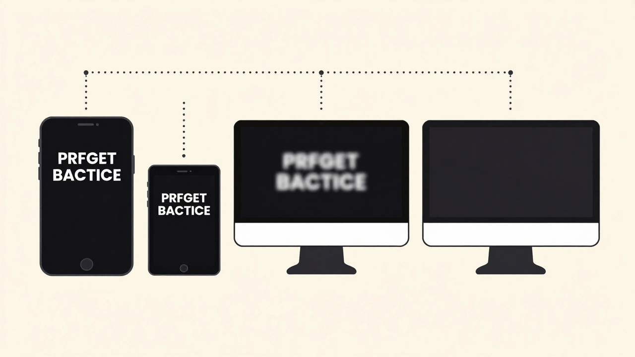 Three devices display different subtitle outcomes: perfect, blurry, and missing.