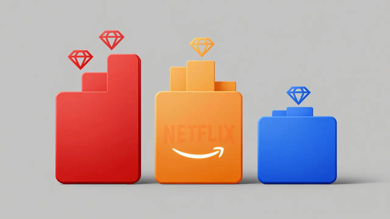 Three streaming devices with varying 4K icon stacks in minimalist style