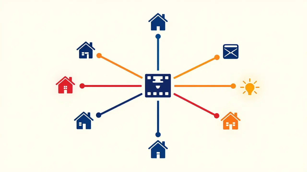 Film icon connecting to global network in minimalist style