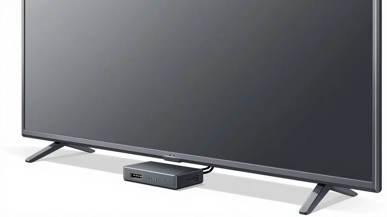 Streaming stick on TV with ventilation space