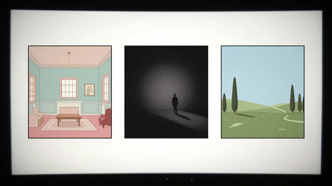 Three distinct cinematic styles emerging from one hand, representing different auteurs.