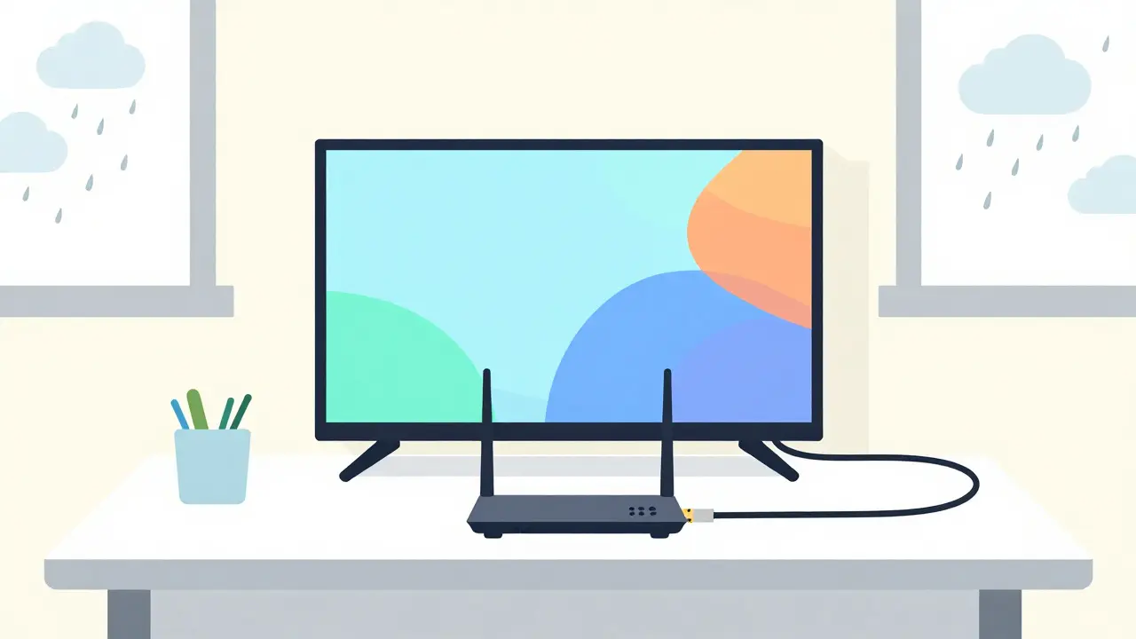 Illustration of a TV connected via Ethernet for stable streaming