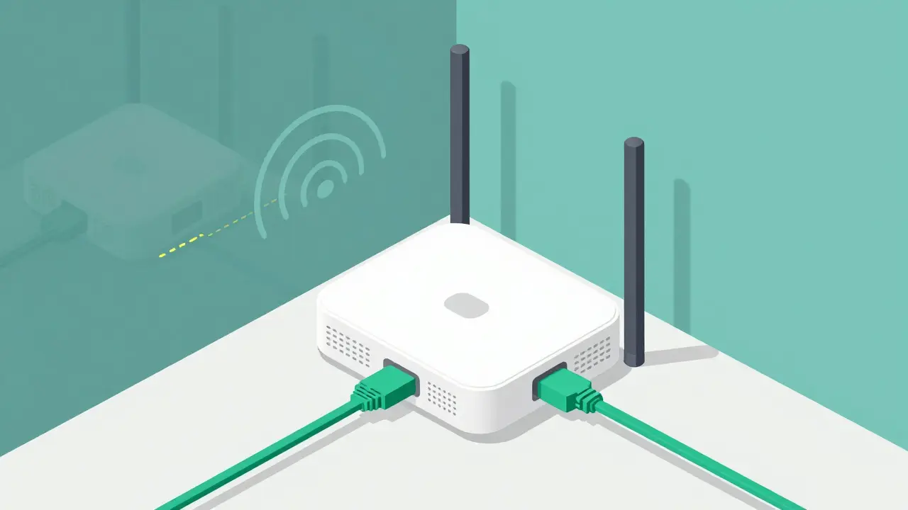Isometric illustration showing Ethernet vs Wi-Fi connections for streaming.
