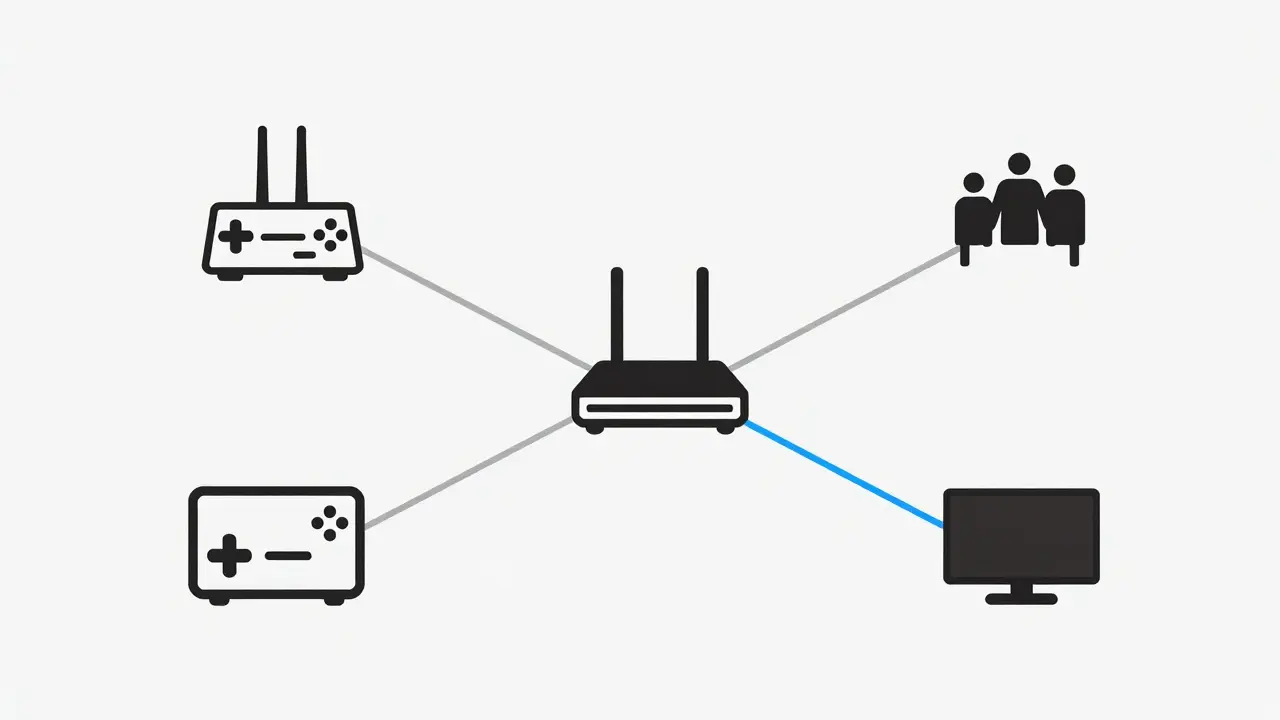 Router distributing bandwidth to multiple devices