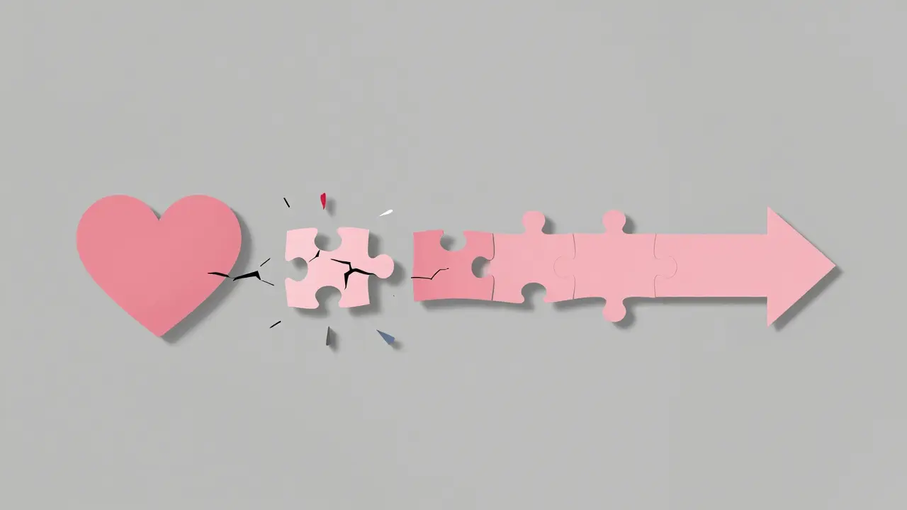 Shattered heart forming timeline arrow for genre subversion