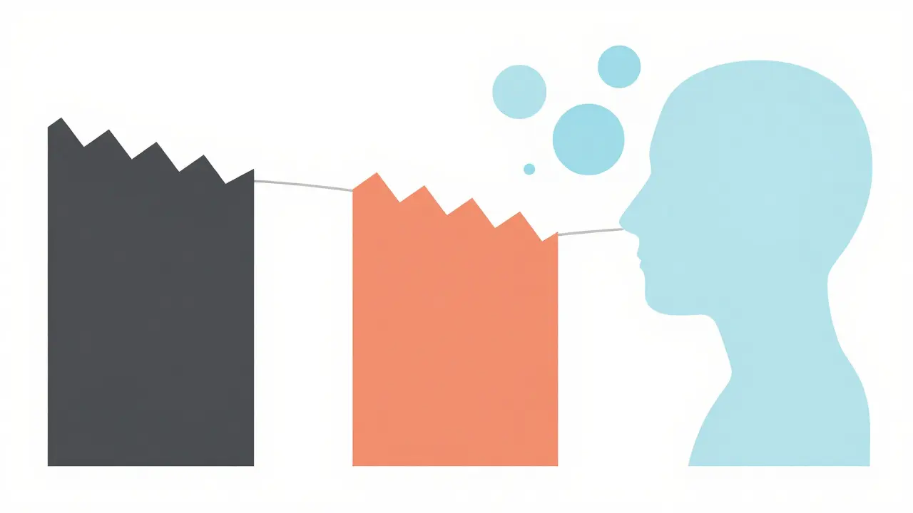 Abstract diagram showing throat, chest, and head voice placements in pastel colors