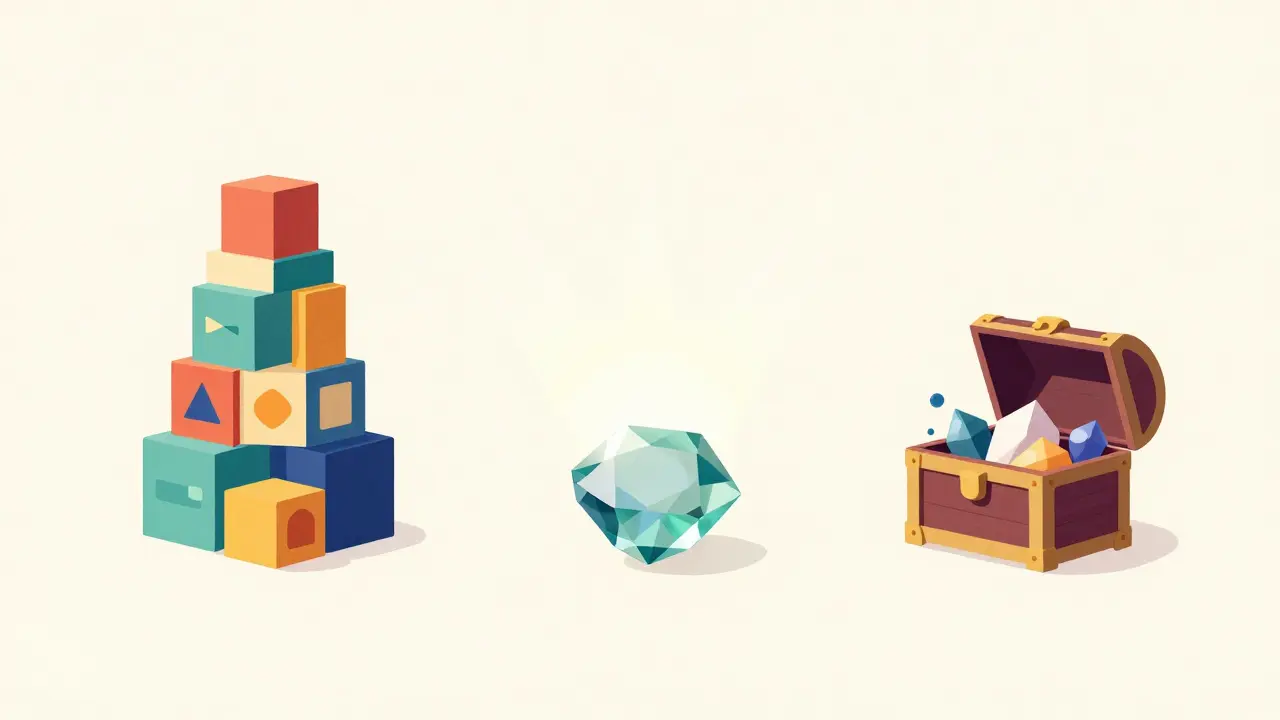 Abstract shapes representing streaming service types