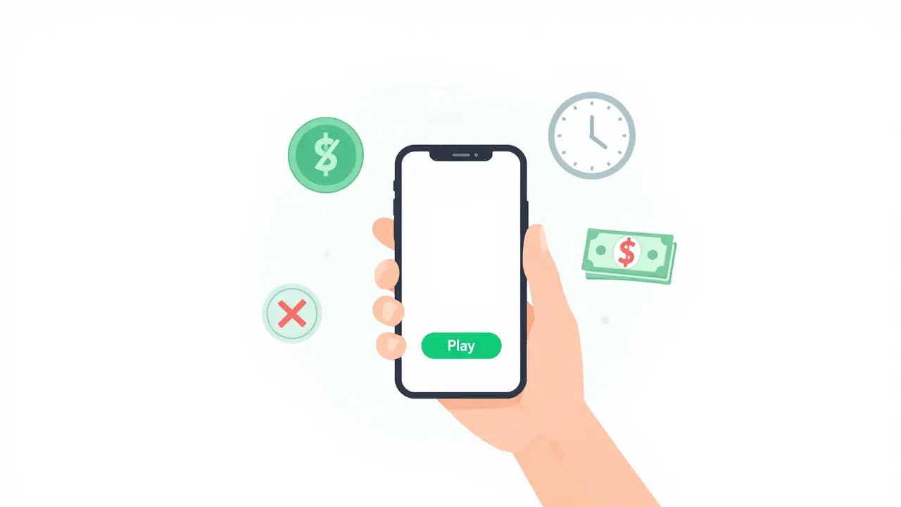 Hand holding phone with icons representing ad-supported free streaming