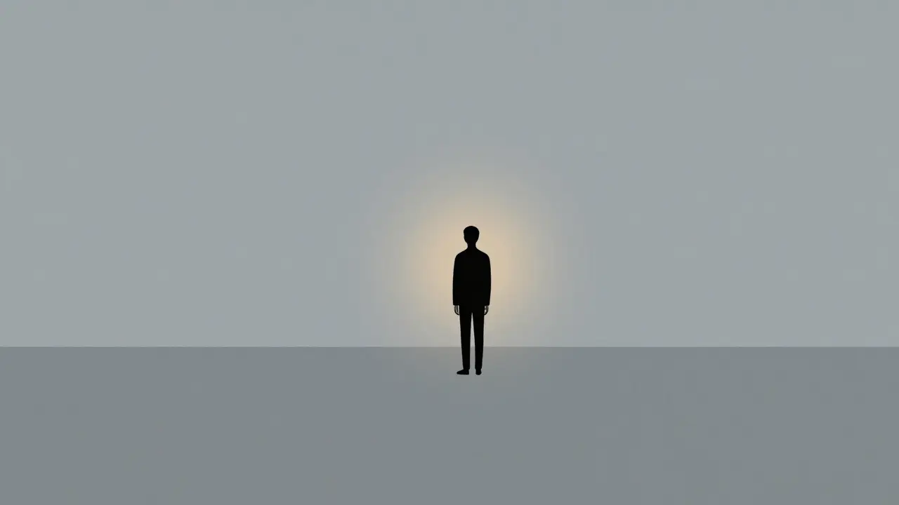 Isolated figure in empty space symbolizing cinematic loneliness