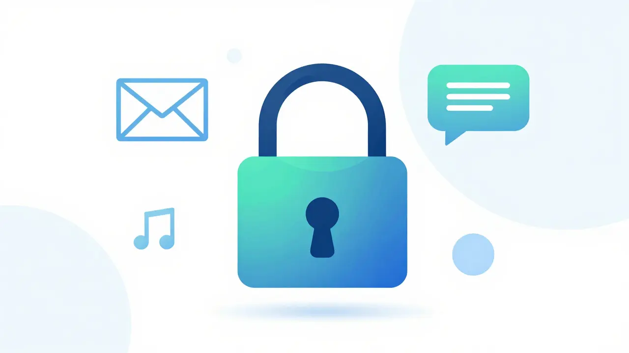 Padlock icon with email and message symbols for security