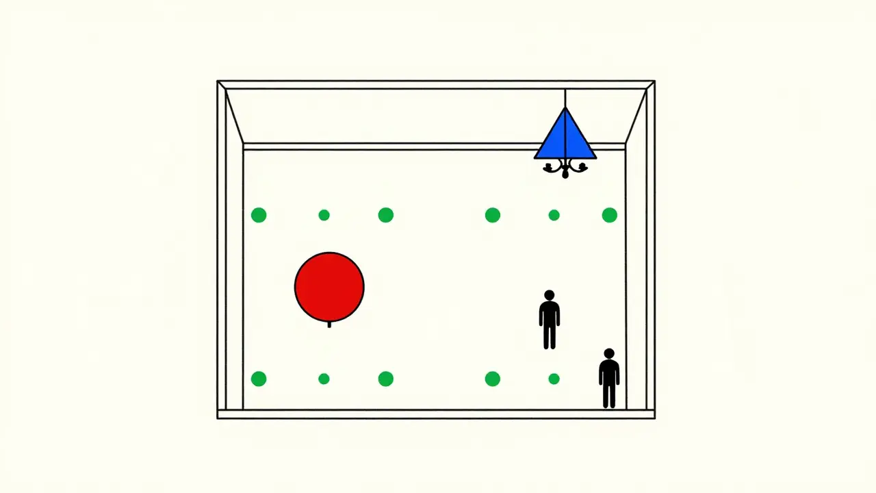 Simple diagram showing fight choreography and spatial landmarks.