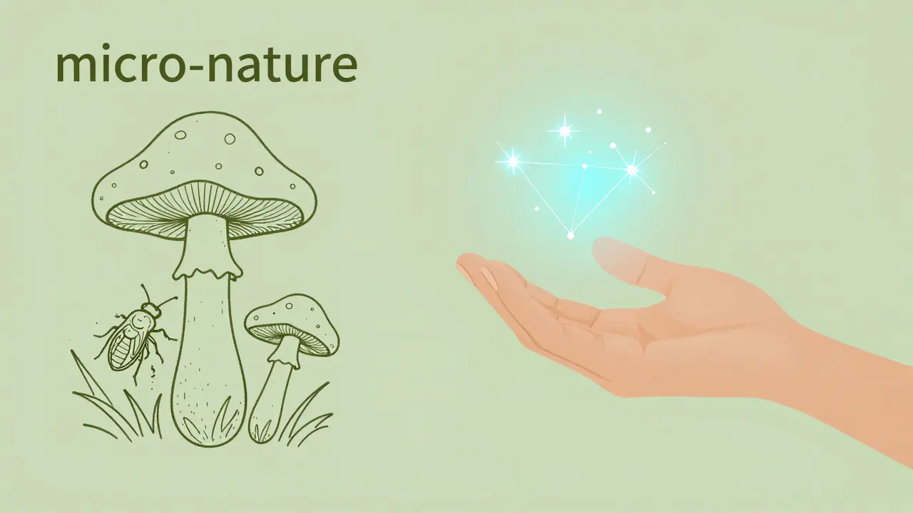 Simple illustration connecting micro-nature with human interaction