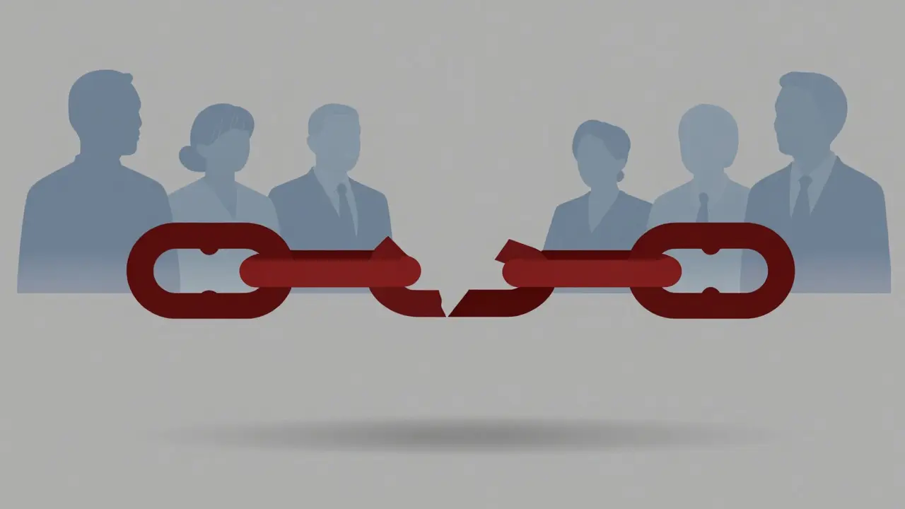 Abstract art of broken chains symbolizing justice reform