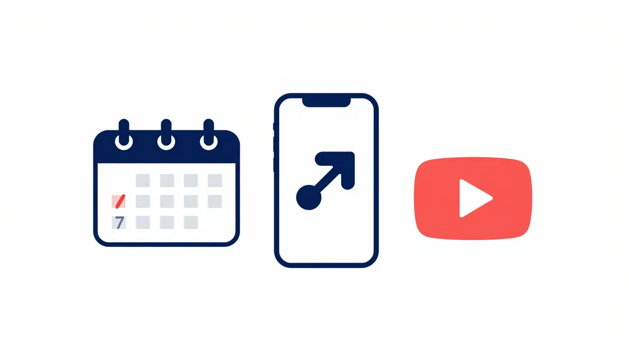 Illustration of a calendar, phone, and icons representing strategies for free streaming trials.