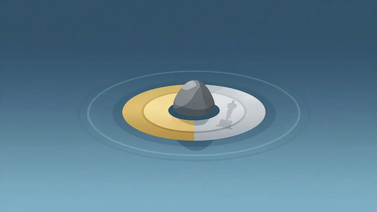 Minimalist graphic showing ripples from a stone drop symbolizing award momentum