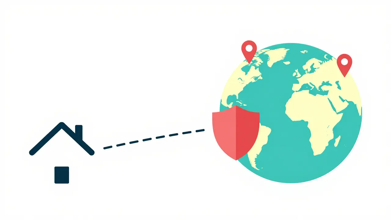 VPN connecting home to global streaming servers