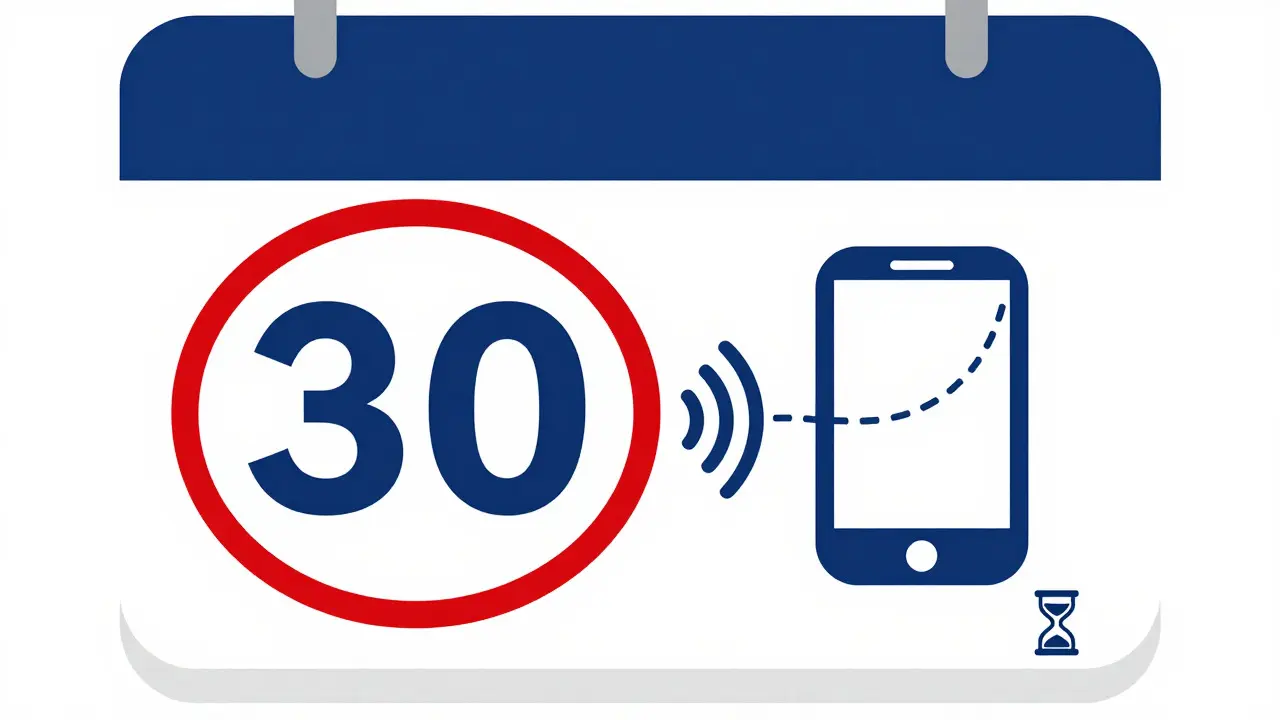 Calendar showing 30 days and wifi connection