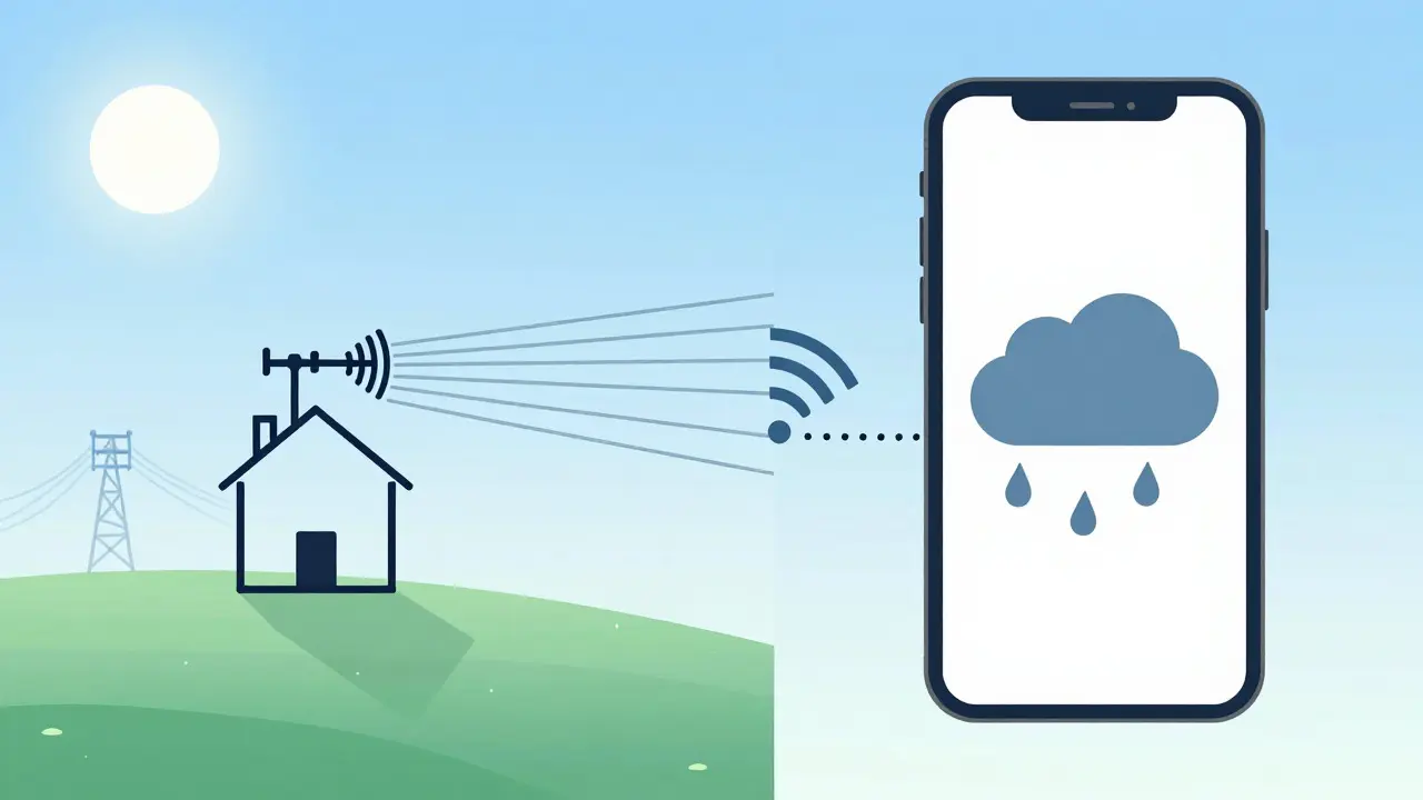 Conceptual illustration comparing antenna reliability vs streaming connectivity.