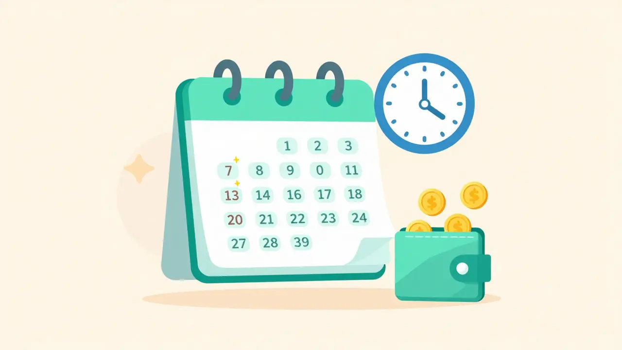 Floating calendar and clock illustrating release schedules and cost savings