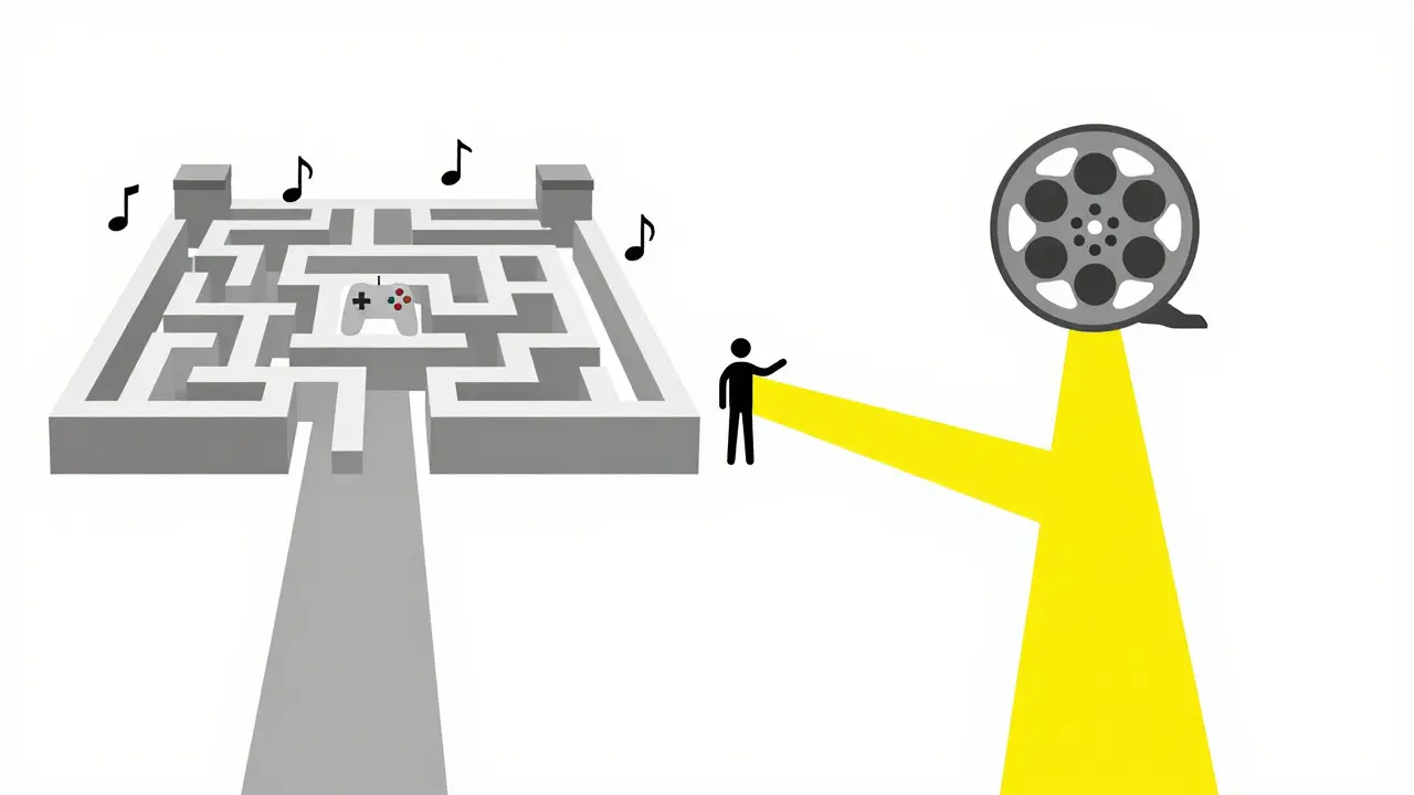 Illustration comparing a complex bundle path to a simple video-only path