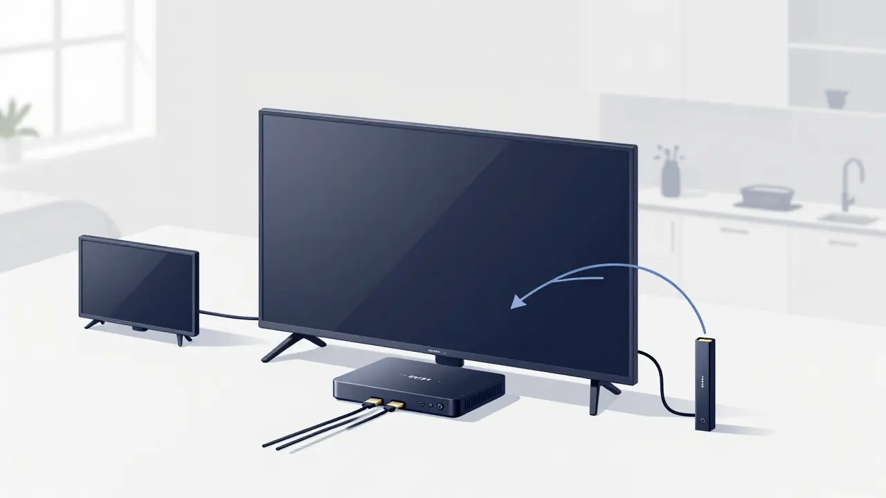 Minimalist art depicting a premium media hub setup versus a basic stick upgrade