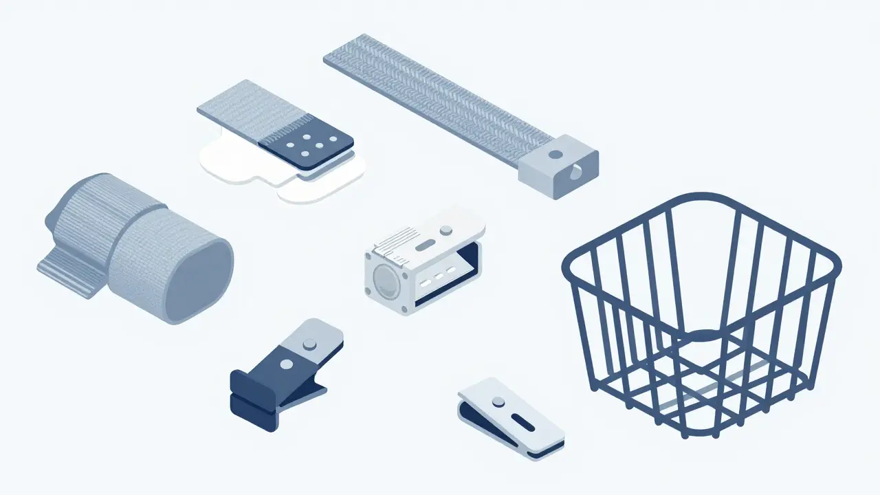 Minimalist drawing of cable management tools like Velcro straps and sleeves