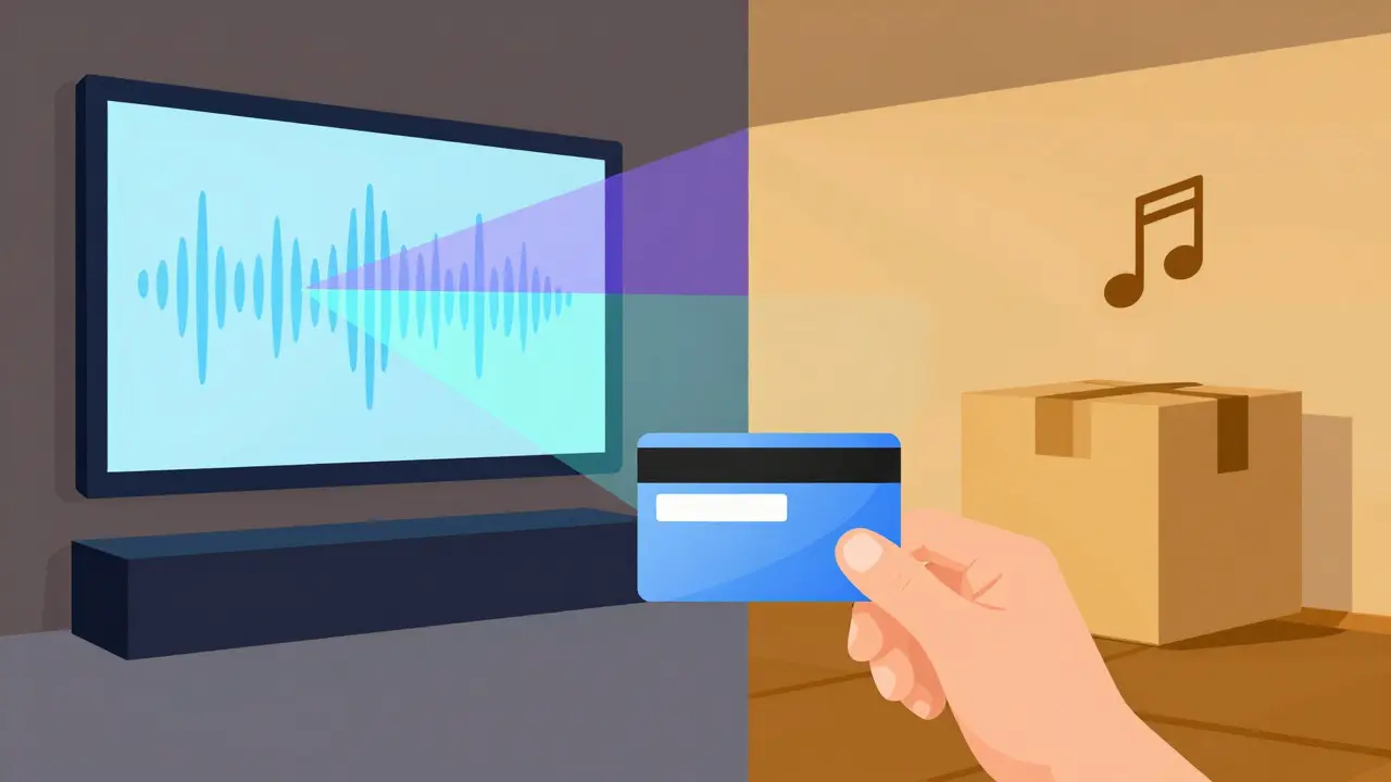 Split view comparing home theater quality vs bundled shopping perks