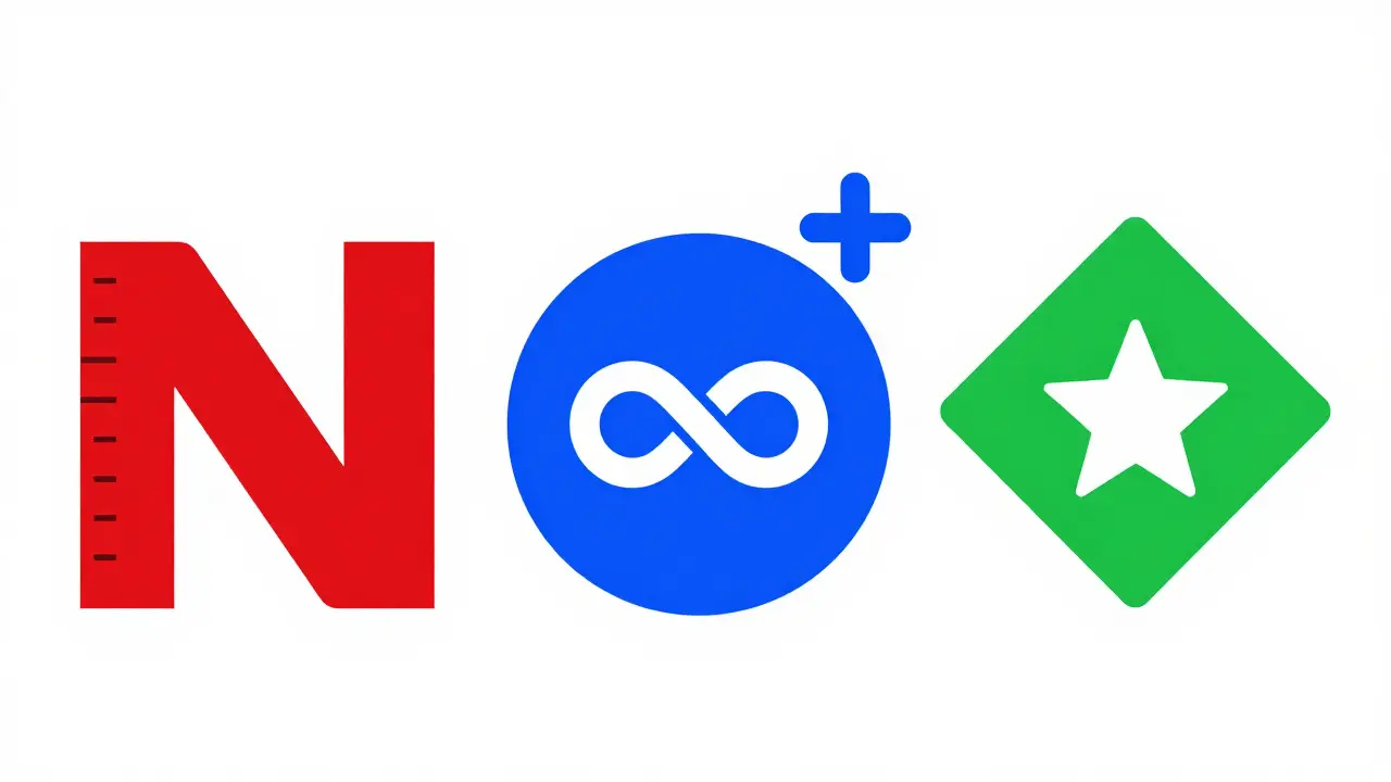 Three streaming platform icons with symbols