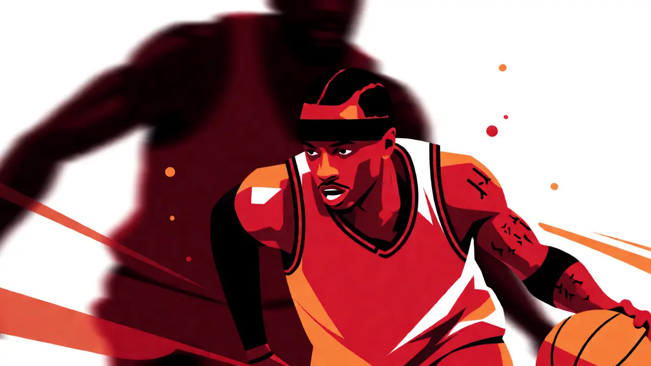 Dynamic illustration of Iverson driving to the basket