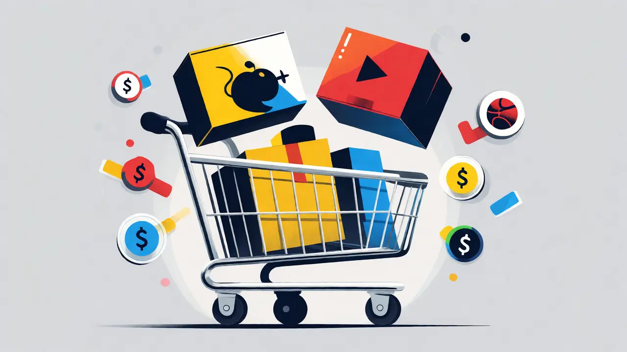 Shopping cart with Disney, Hulu, and ESPN+ service boxes