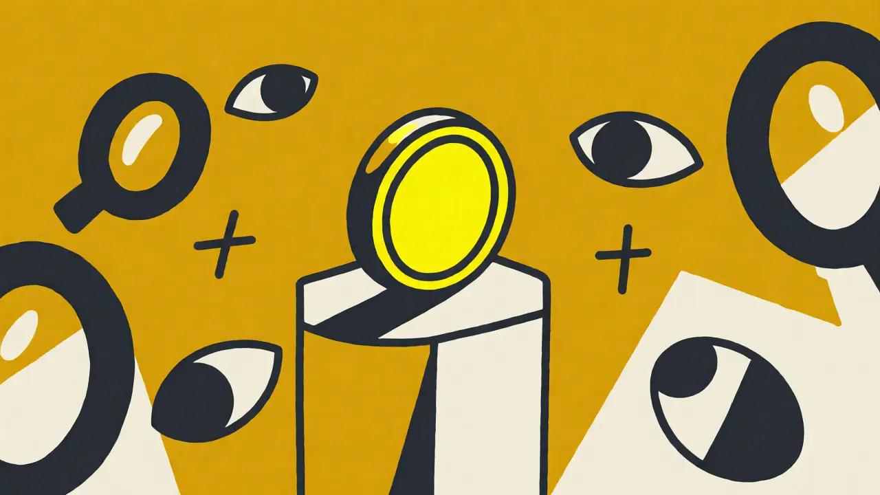 Abstract cartoon of a coin surrounded by interested viewers representing paid rental demand