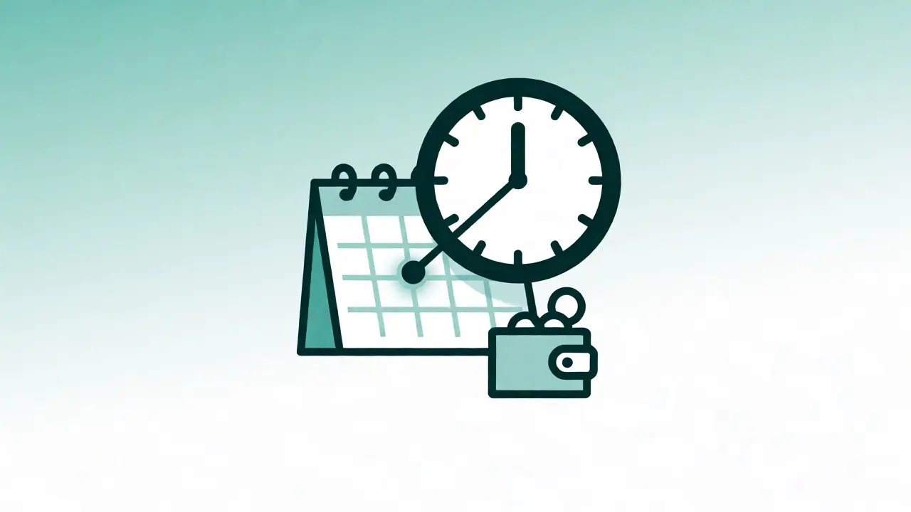 Calendar and clock illustration symbolizing billing cycles and savings