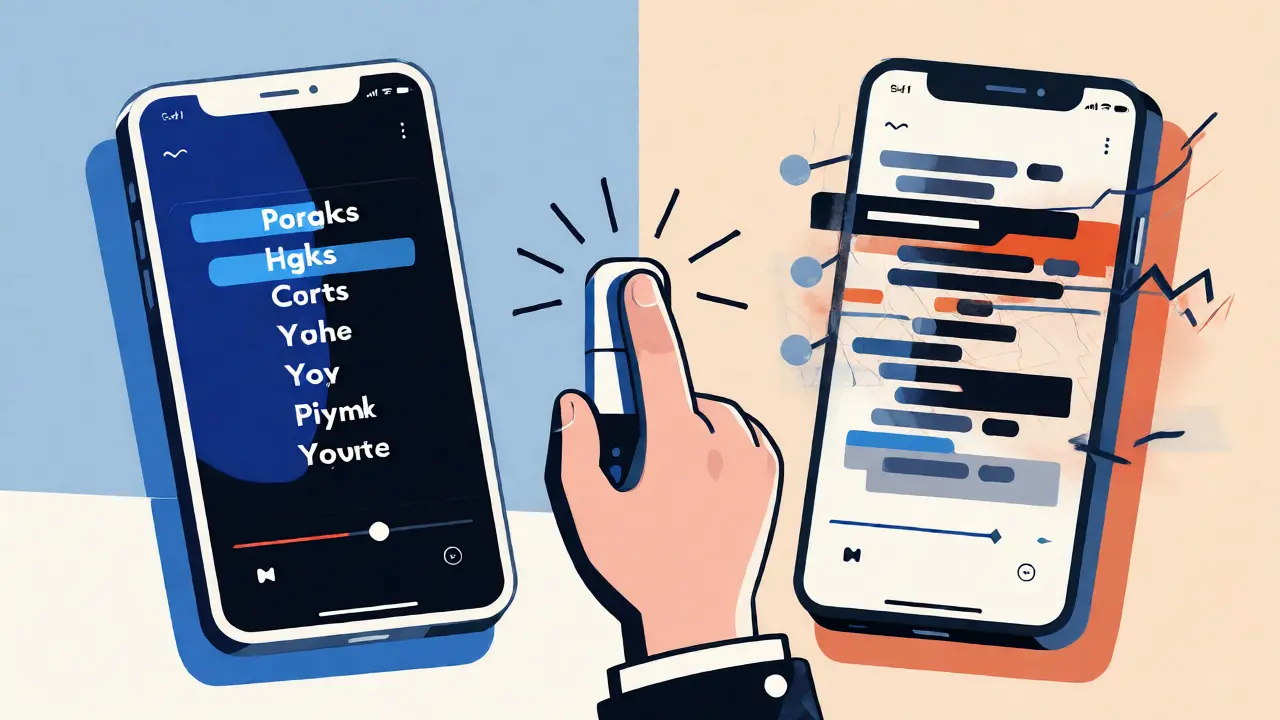Comparison of precise versus glitchy lyric synchronization on phones
