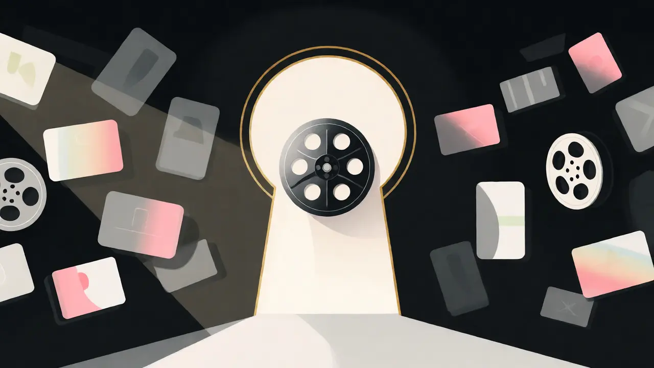 Curated film selection highlighted against generic media clutter