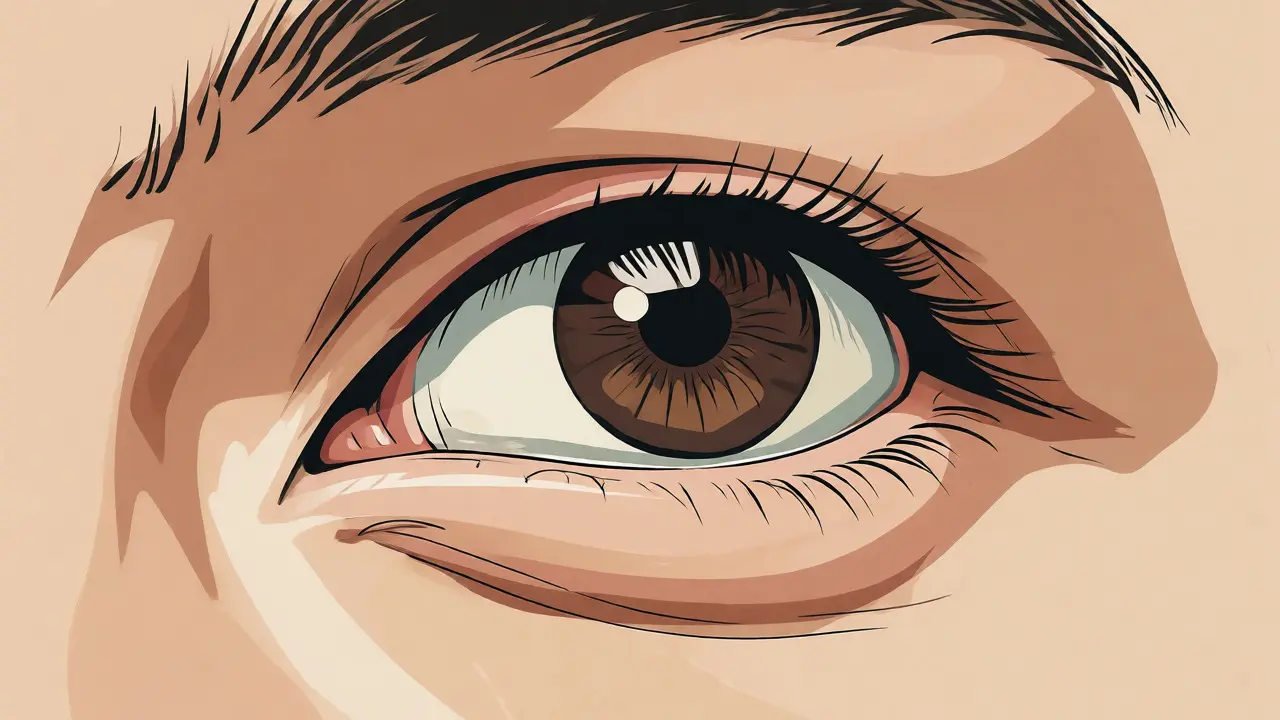 Extreme close-up of a human eye conveying emotion, minimalist art.