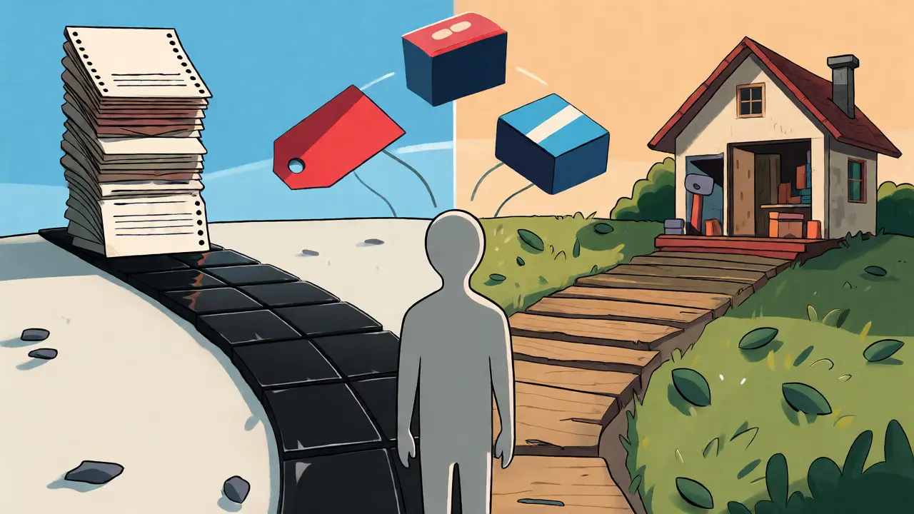 Illustration of a viewer choosing between two paths: Max for movies and Discovery+ for lifestyle shows.